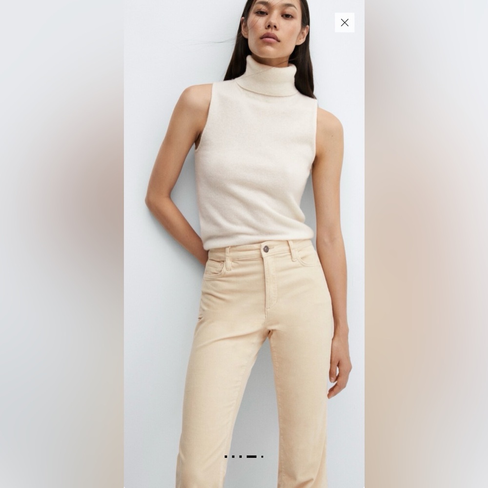 Mango flared cropped corduroy jeans cream ecru Size 8 - Picture 4 of 9